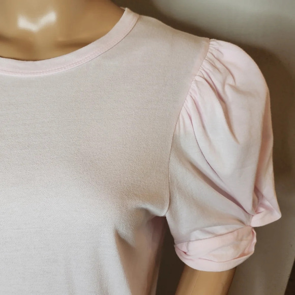 NWT Elie Tahari Pink cotton modal knot puff sleeve top. Size medium - Picture 9 of 14